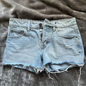 Light blue wash denim shorts
